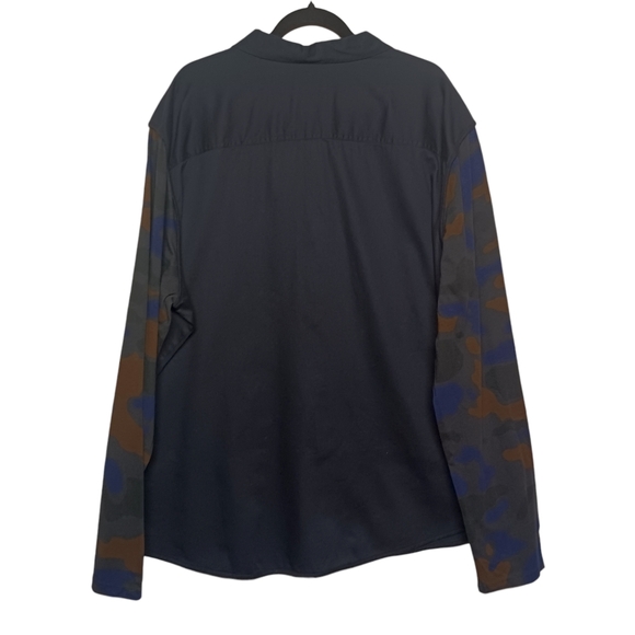 3.1 PHILLIP LIM Colorful Camo Print Long Sleeve Black Button Front Shirt XXL - Picture 3 of 7